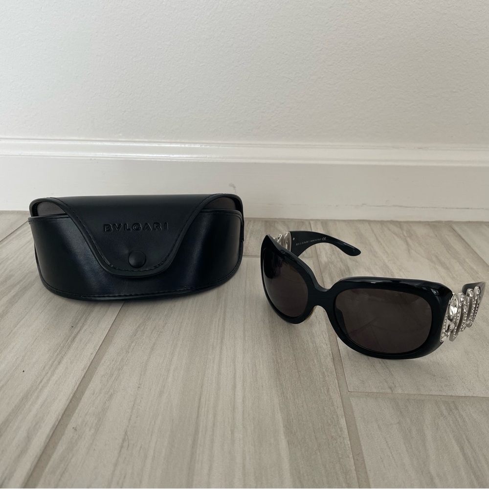 Bulgari Black Sunglasses with Silver Accents
